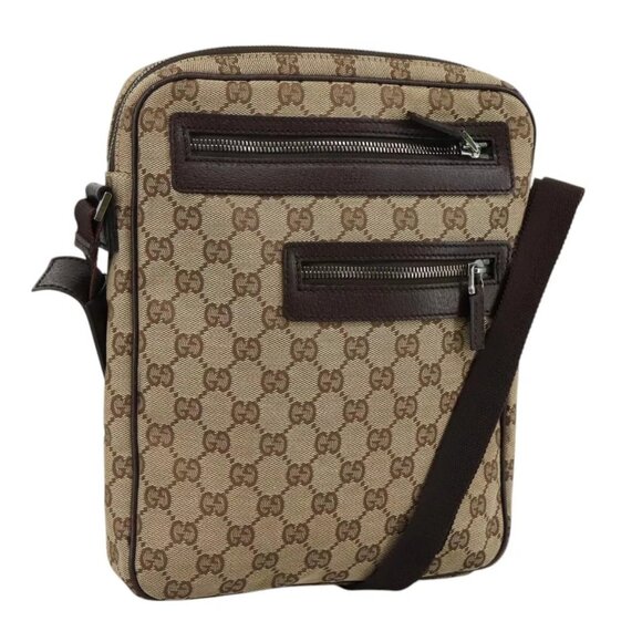 GUCCI GG Canvas Shoulder Bag Beige Gold - Picture 1 of 16